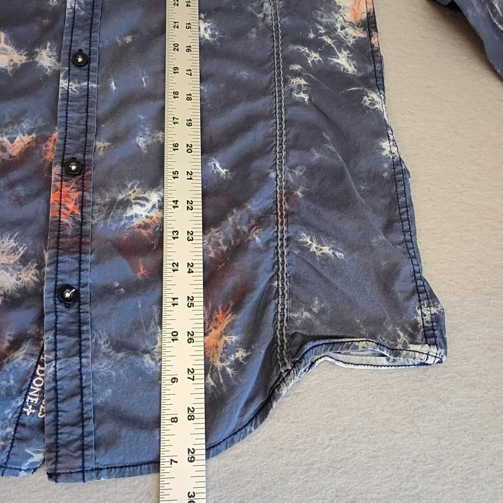 Roar Signature Edition Shirt Mens Medium Blue Tie Dye Tribal Embroidered Western